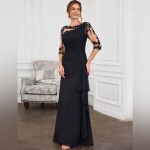LanTing Bridal Mother of the Bride or Groom Formal Lace Dress - Black - NWT